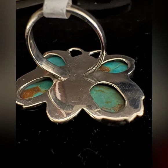 Genuine Turquoise and Sterling Silver Butterfly Ring - Picture 7 of 7